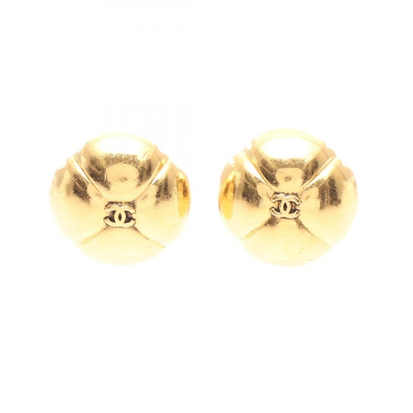 CHANEL COCO Mark Clover Earring Gold Plated GHW Used women