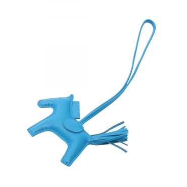 HERMES Rodeo PM Bag Charm Holder Agneau Milo leather Blue Zanzibar Used Women U