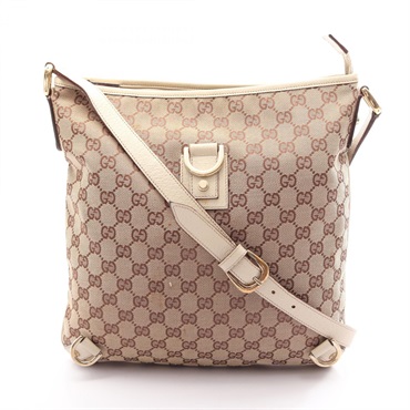 GUCCI Abbey GG canvas Crossbody Shoulder Bag 131326 leather Beige White Used