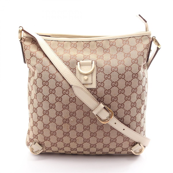 GUCCI Abbey GG canvas Crossbody Shoulder Bag 131326 leather Beige White Used