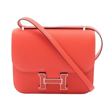 HERMES Constance III Mini Shoulder Handbag Epsom leather Rose Texas SHW Used K