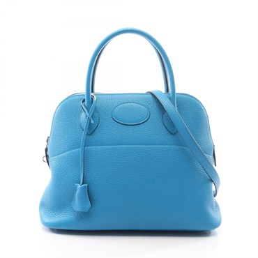 HERMES Bolide31 Shoulder Handbag Clemence leather Blue zanzibar Used Women A SHW