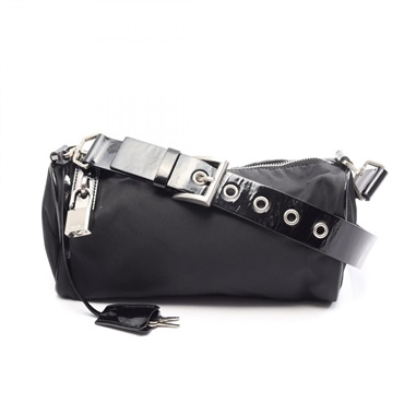 PRADA TESSUTO SAFFIANO Shoulder Bag BR0688 Nylon Patent leather Black Used Women