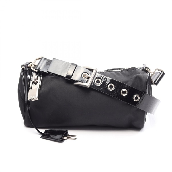 PRADA TESSUTO SAFFIANO Shoulder Bag BR0688 Nylon Patent leather Black Used Women