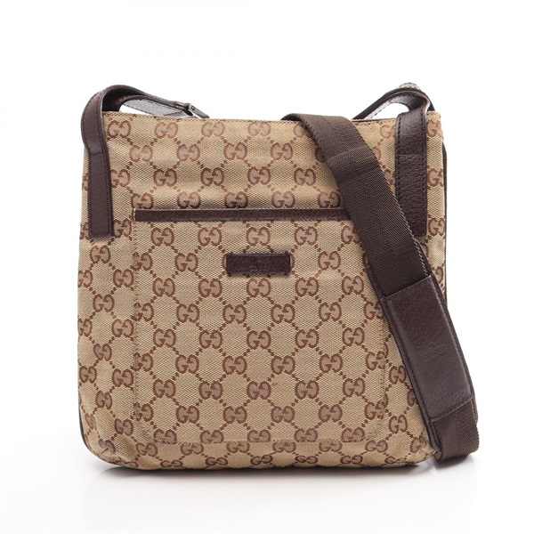 GUCCI GG canvas Crossbody Shoulder Bag 122793 leather Beige Brown Used Women