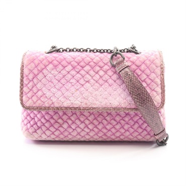 BOTTEGA VENETA Chain crossbody Shoulder Bag Fabric leather Purple Used Women