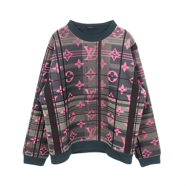 LOUIS VUITTON Monogram Sweatshirts HKY75WZRW cotton Green Pink Used mens #XXL