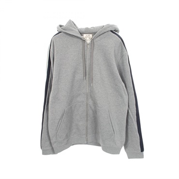 HERMES Side line Hoodie #XXL 12-5742 cotton Gray Navy White White Used mens