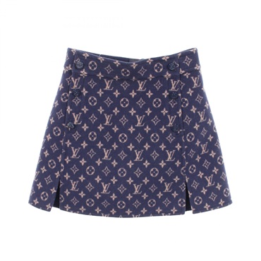 LOUIS VUITTON Monogram skirt #34 mini RW201W QS3 FISK01 wool Navy Pink Used
