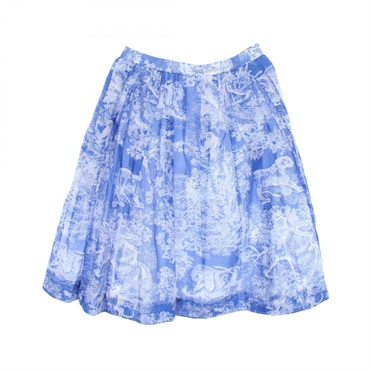Christian Dior Toile de Jouy Skirt 241J90B3846 cotton Blue White Used Women #38