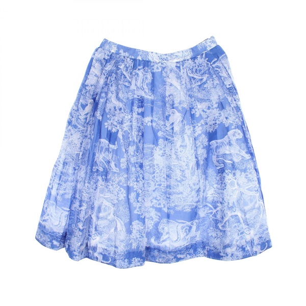 Christian Dior Toile de Jouy Skirt 241J90B3846 cotton Blue White Used Women #38
