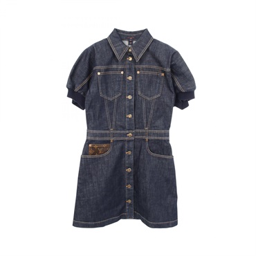LOUIS VUITTON denim Dress #38 RW211W XII FKDR34 cotton Navy Used Women