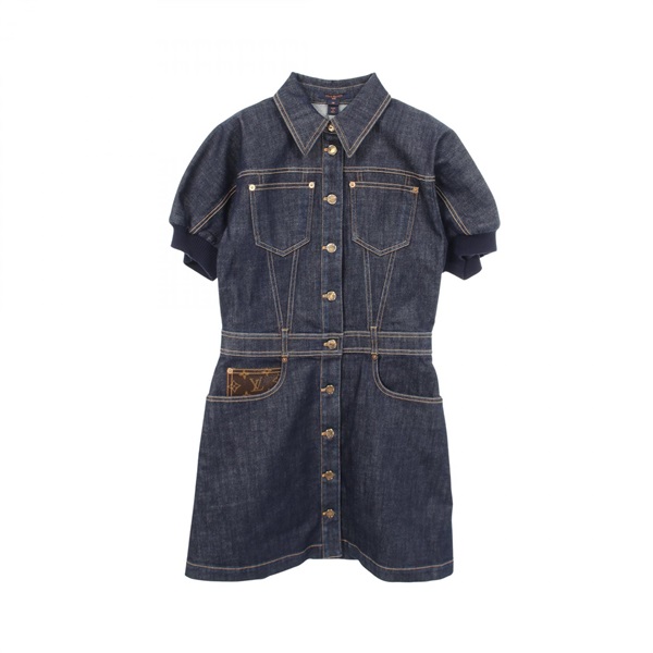 LOUIS VUITTON denim Dress #38 RW211W XII FKDR34 cotton Navy Used Women