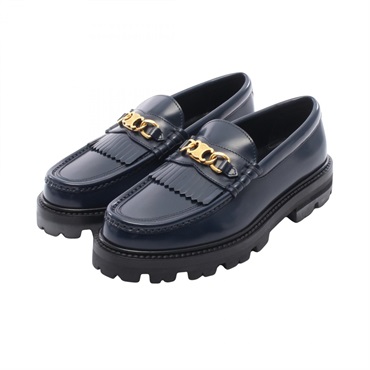 CELINE Triomphe Margaret loafers leather Navy #36 Used Women