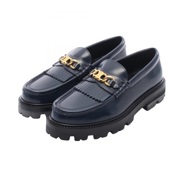 CELINE Triomphe Margaret loafers leather Navy #36 Used Women