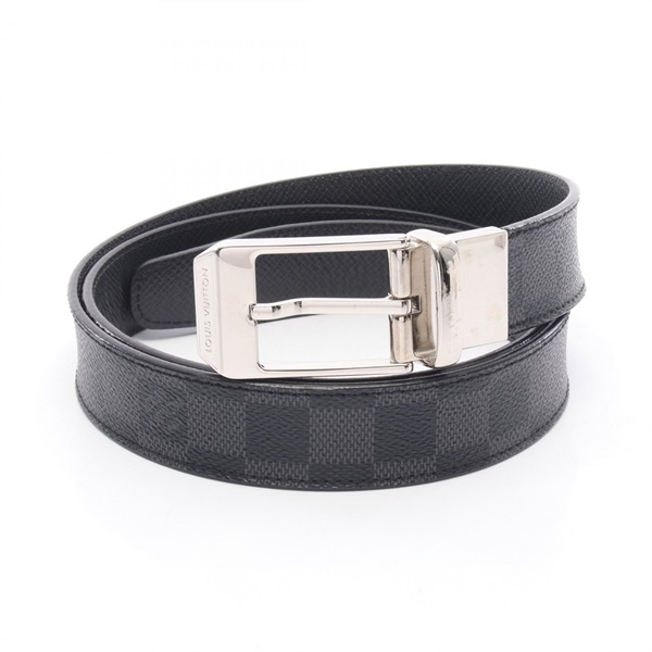 LOUIS VUITTON Ceinture Seattle belt #95 M6834T Damier graphite Black Used mens