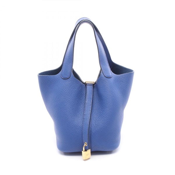 HERMES Picotin Lock PM Tote Handbag Clemence leather Blue Electric GHW Used U