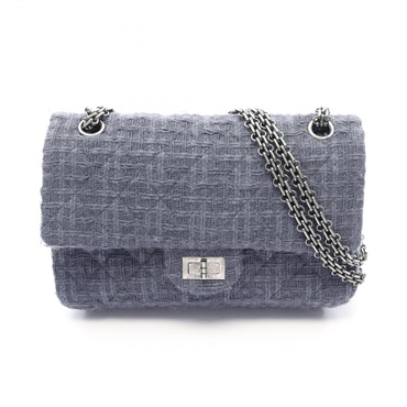 CHANEL 2.55 Matelasse Chain Shoulder Bag A37586 Fabric Blue Used Women SHW CC