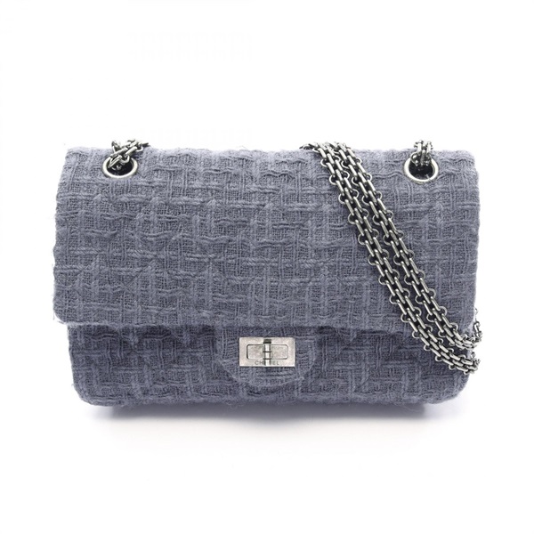 CHANEL 2.55 Matelasse Chain Shoulder Bag A37586 Fabric Blue Used Women SHW CC