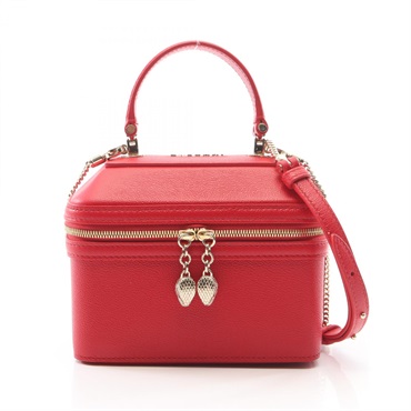 BVLGARI Serpenti Jewelry Box chain shoulder crossbody Handbag leather Red Used