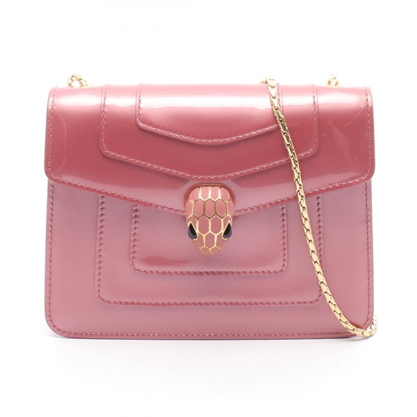 BVLGARI Serpenti Forever Small chain Shoulder Bag Patent leather Pink Used Women