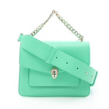 BVLGARI Serpenti Forever shoulder crossbody chain Handbag leather Green Used