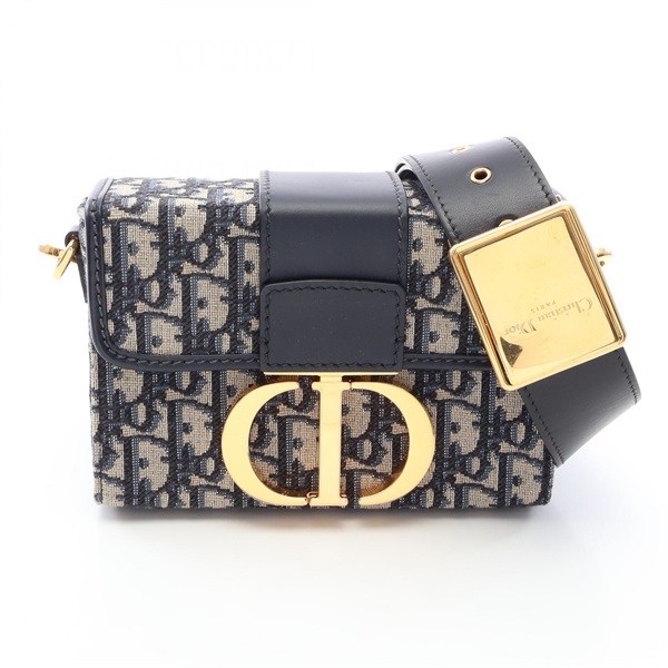 Christian Dior 30 Montaigne Oblique Jacquard Shoulder Bag canvas leather Navy CD