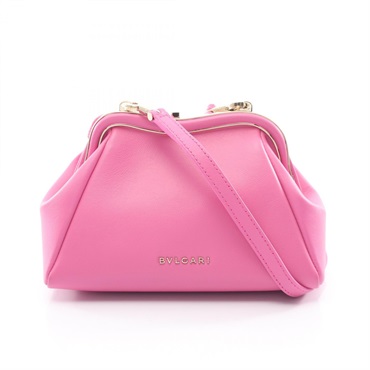 BVLGARI Serpentine Pouch Crossbody Shoulder Bag leather Pink Used Women