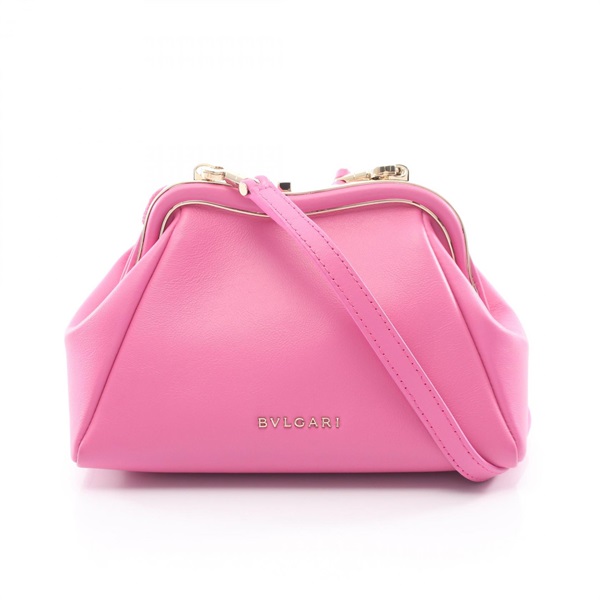 BVLGARI Serpentine Pouch Crossbody Shoulder Bag leather Pink Used Women