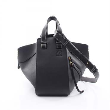 LOEWE HAMMOCK SMALL 2-Way Shoulder Handbag leather Navy Black Used Women