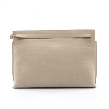 LOEWE T pouch anagram business clutch bag leather Green Used Women
