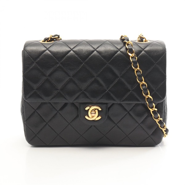 CHANEL Mini Matelasse 20 Chain Shoulder Bag Lamb sheep leather Black Used GHW