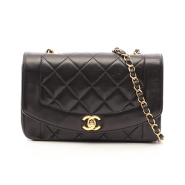 CHANEL Matelasse Diana Flap Shoulder Bag A01164 Lamb leather Black Used GHW
