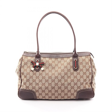 GUCCI Princess GG Canvas Sherry Line Tote Bag 177052 leather Beige Brown Used