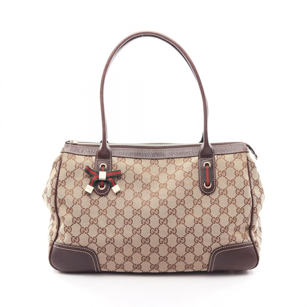 GUCCI Princess GG Canvas Sherry Line Tote Bag 177052 leather Beige Brown Used