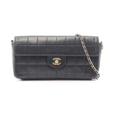 CHANEL Chocolate bar Chain Shoulder Bag A15316 Lamb leather Black Used Women GHW