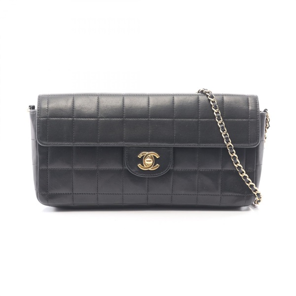 CHANEL Chocolate bar Chain Shoulder Bag A15316 Lamb leather Black Used Women GHW
