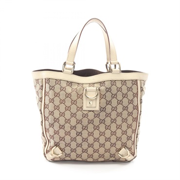GUCCI Abbey GG canvas Tote Hand Bag 130739 Leather Beige Beige Used Women