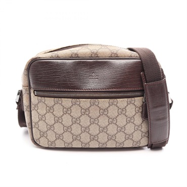 GUCCI GG plus Shoulder bag 114291 canvas leather Beige Brown Used Women