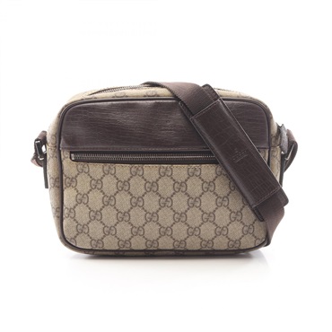 GUCCI GG plus Crossbody Shoulder Bag 114291 canvas leather Beige Brown Used