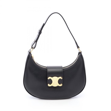 CELINE AVA Triomphe Medium Shoulder hand Bag 114493DGQ38NO leather Black NEW