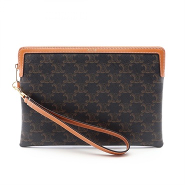 CELINE Triomphe business clutch bag 10J503I9104LU canvas leather Black Brown NEW