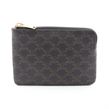 CELINE Triomphe coin purse 10C662BTA38NO PVC Black Brown NEW Women