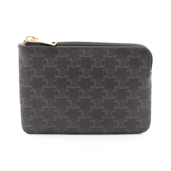 CELINE Triomphe coin purse 10C662BTA38NO PVC Black Brown NEW Women