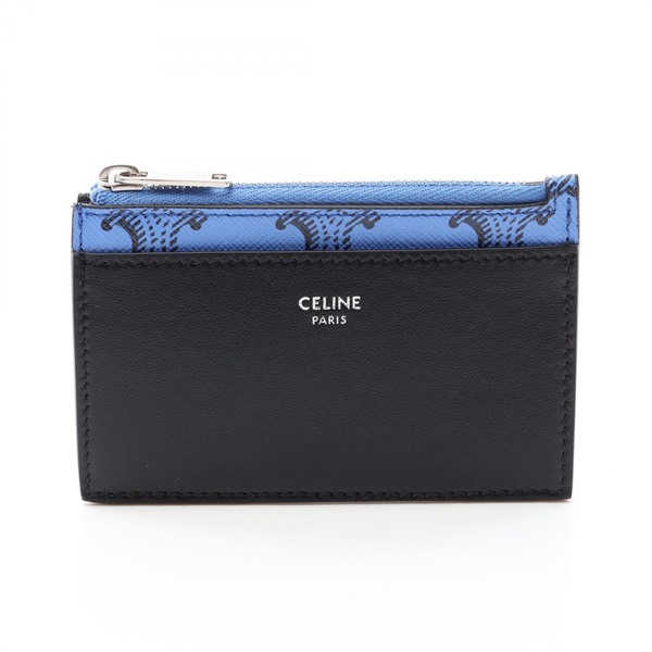 CELINE Triomphe Card Case coin purse 10F992V1807QI leather Black Blue NEW unisex