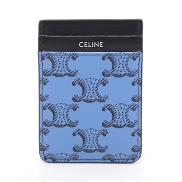 CELINE Magnetic Card Holder Triomphe Card Case 10N492V1707QI leather Blue NEW