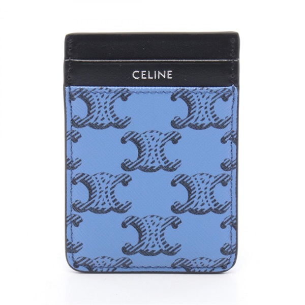 CELINE Magnetic Card Holder Triomphe Card Case 10N492V1707QI leather Blue NEW