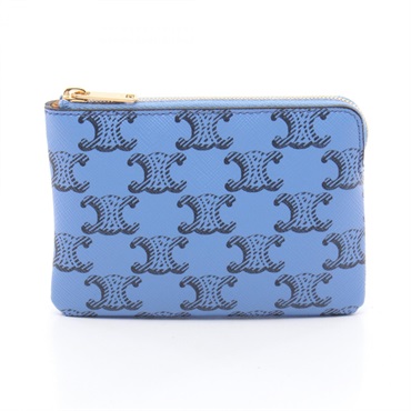 CELINE Triomphe with key ring coin purse 10C662GWH07AI Blue Black NEW unisex