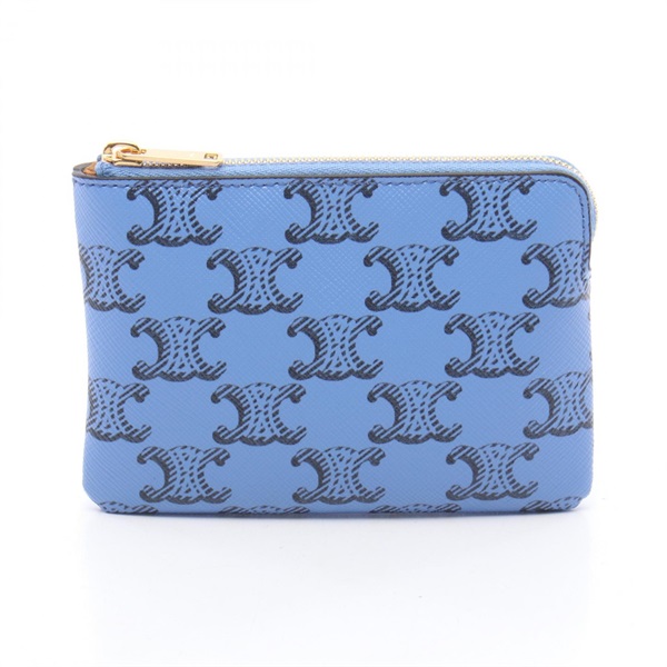 CELINE Triomphe with key ring coin purse 10C662GWH07AI Blue Black NEW unisex