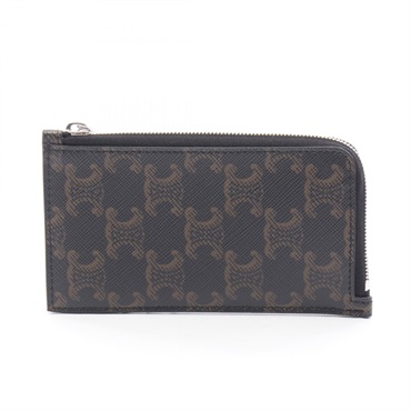 CELINE Triomphe Card Case coin purse L104N3I5638SI PVC Black Brown NEW Women